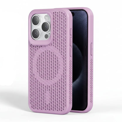 Purple matte magnetic iPhone case with textured back