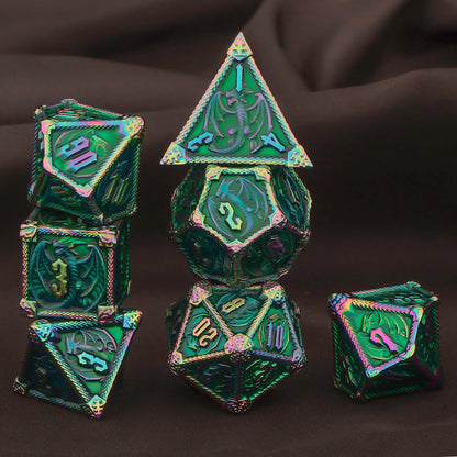 7 Piece Dice Set of Metal Dungeons and Dragons