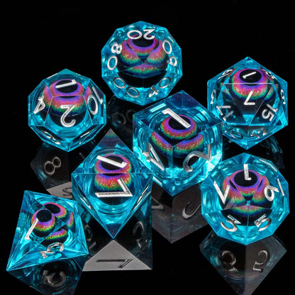 Creepy Eyes Resin Dice Set for DND 7 pieces
