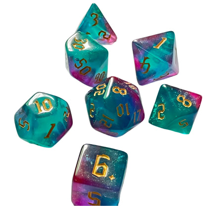 7 Piece Resin Dice Sets - Colourful