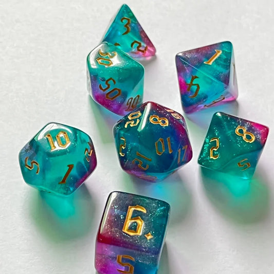 Colourful 7 Piece Resin Dice Sets