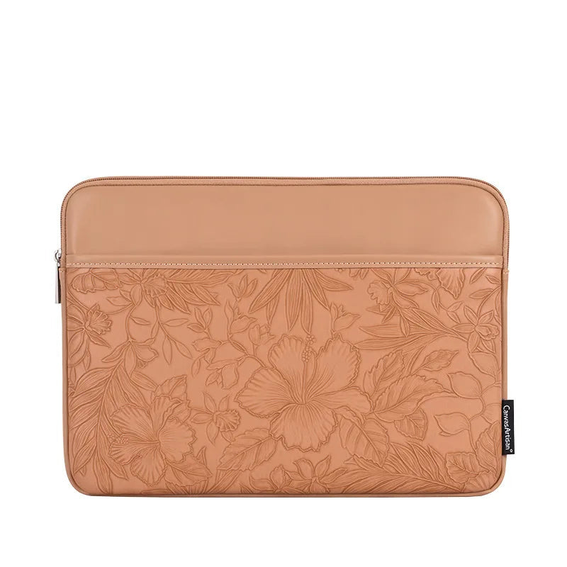 Floral Embossed PU Leather Laptop Bag