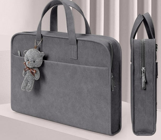 Cute Office Laptop Bag with Teddy Accessory