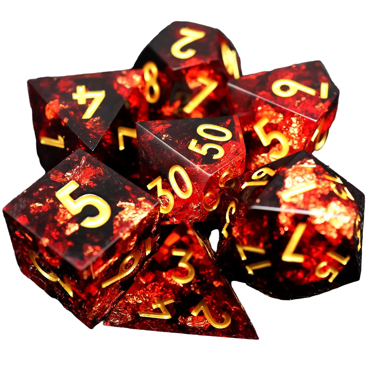 Gold Foil Resin DND Dice Set