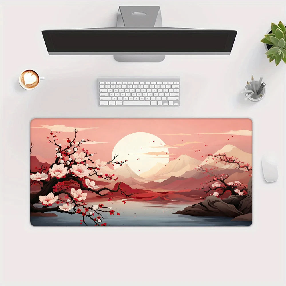 Cherry Blossom Landscape Desk and Keyboard Mat