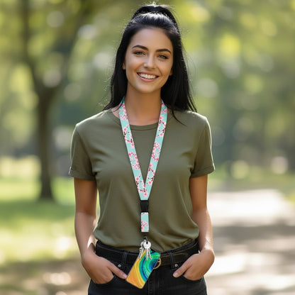 Beautiful Floral Work or School Lanyards