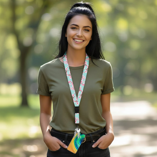 Beautiful Floral Work or School Lanyards