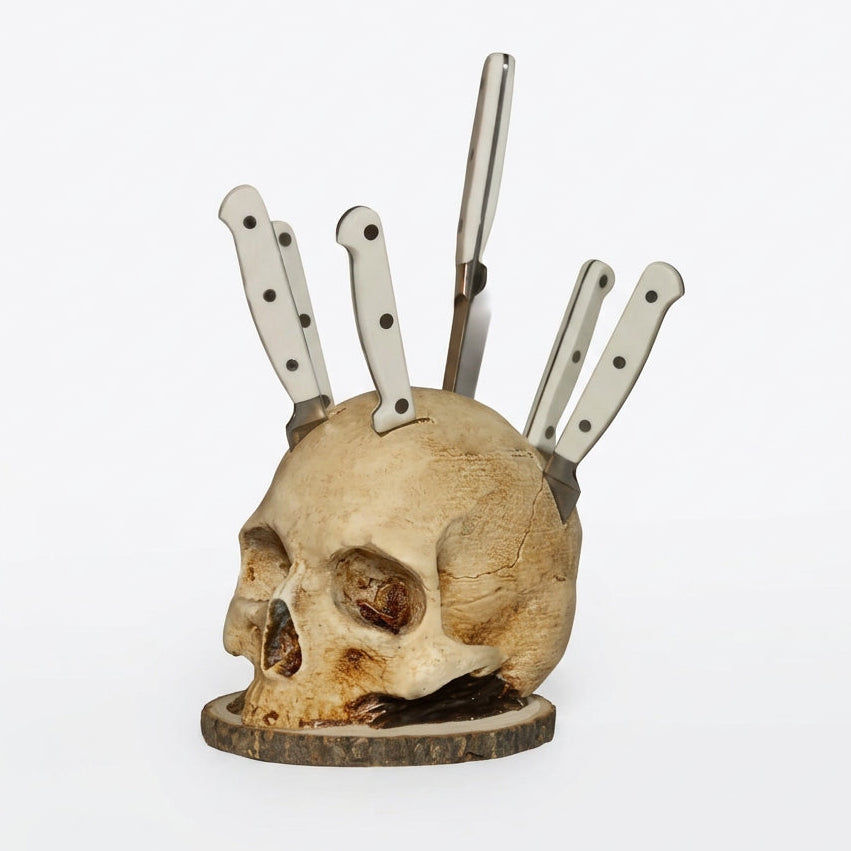 Skull Knife Block – Gothic Skeleton Kitchen Knife Holder