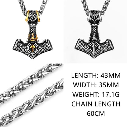 Nordic Viking Thor's Hammer Stainless Steel Necklace