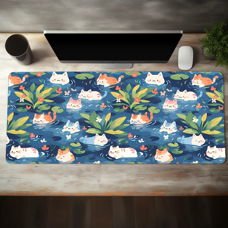 Cat Swimming Spot Computer Desk Mat
