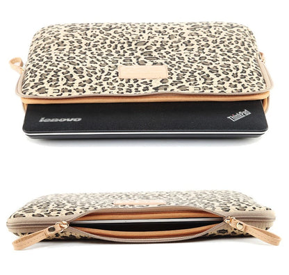 Leopard Print Canvas Laptop Bag with Handles – 13–16 Inch