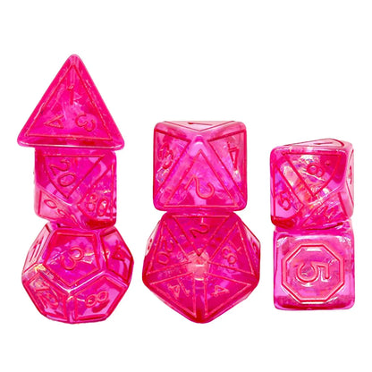 Hot Pink Translucent 7pc Dice Set