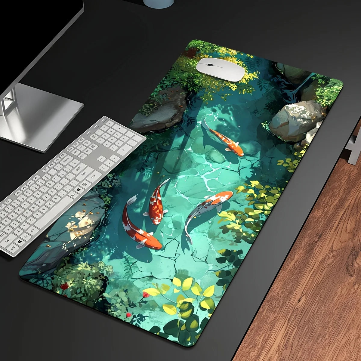 Koi Pond Zen Computer Desk Mat