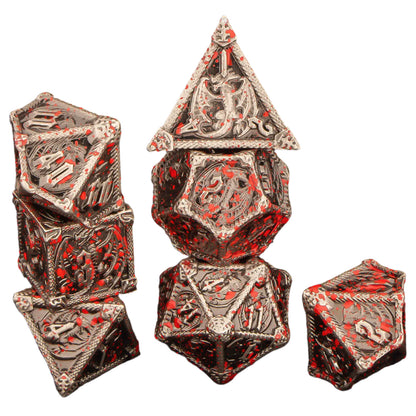7 Piece Dice Set of Metal Dungeons and Dragons