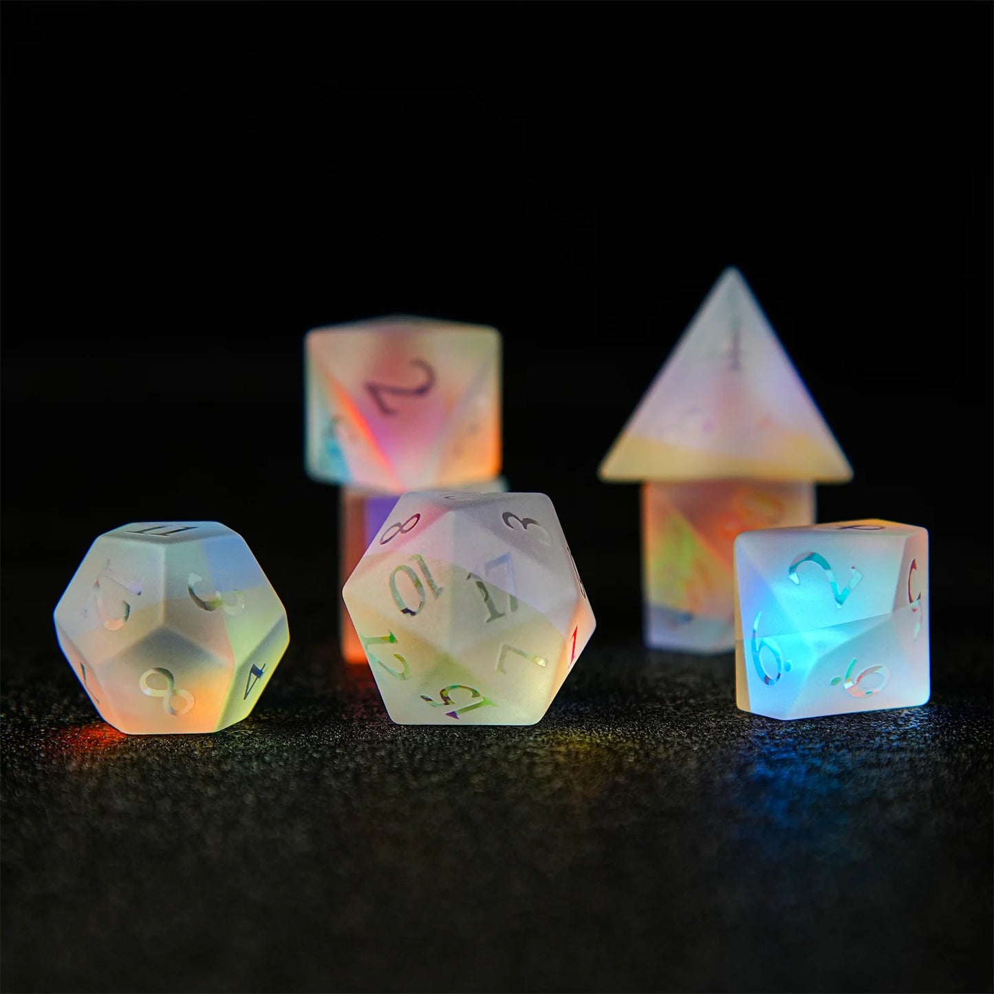 Frosted Rainbow DND Dice Set