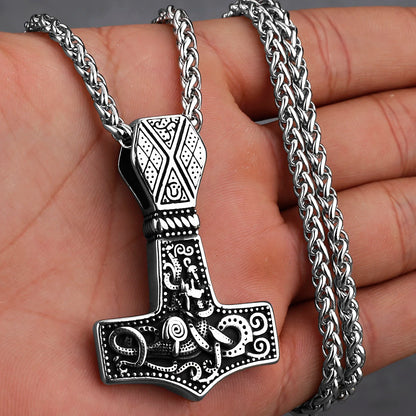 Nordic Viking Thor's Hammer Stainless Steel Necklace