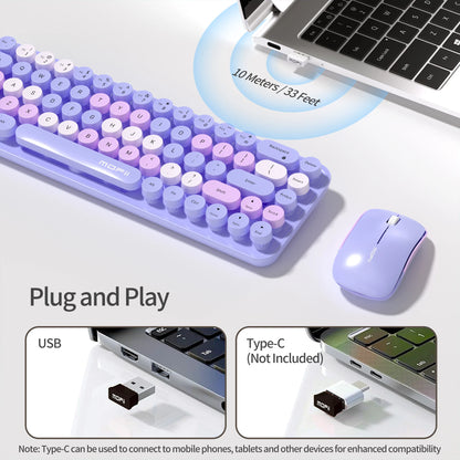 MOFII Purple keyboard and mouse showing Plug and Play compatibility