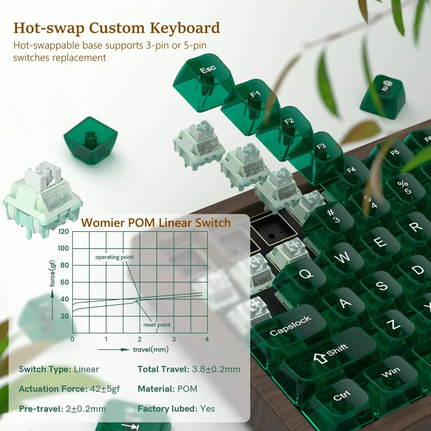 Womier WD75 Wooden Gaming Mechanical Keyboard