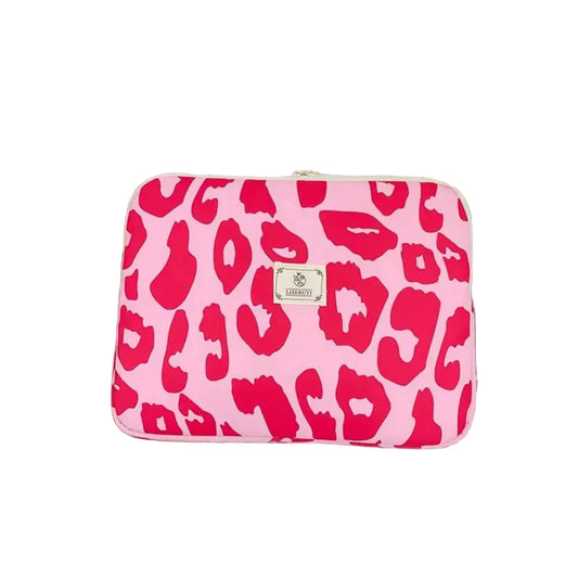 Pink Leopard Print Shockproof Laptop Bag