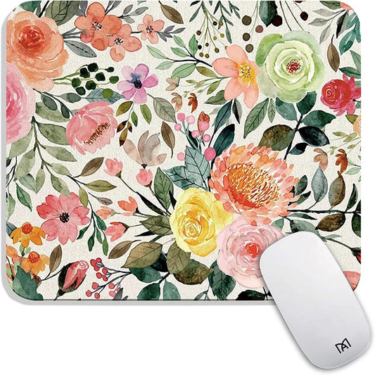 Floral rectangular mouse pad with colourful botanical design
