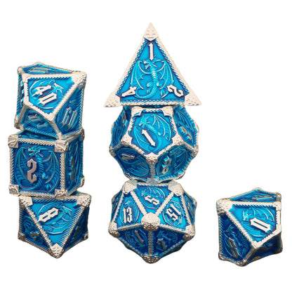 7 Piece Dice Set of Metal Dungeons and Dragons