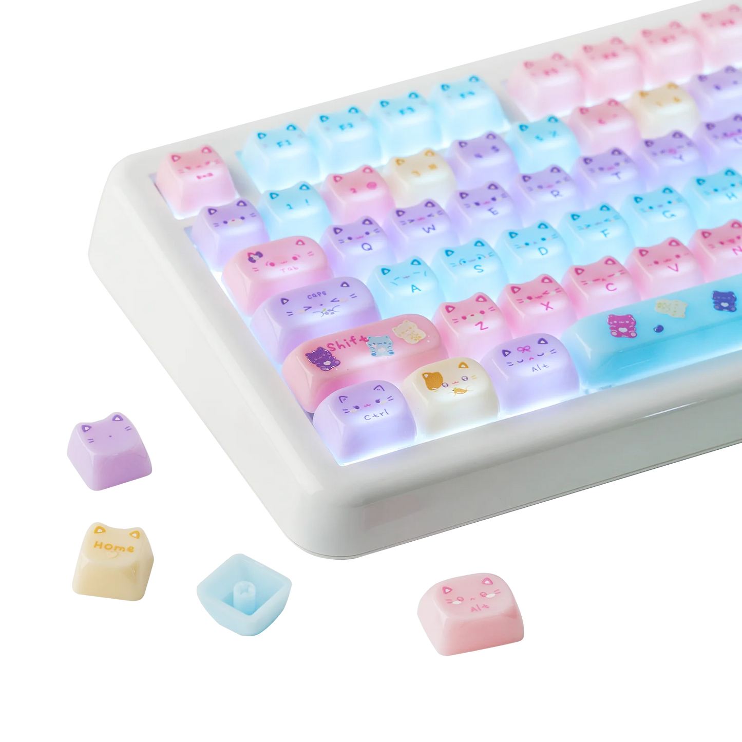 KiiBOOM Meow Pudding Cat Keycap Set 134 pc