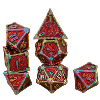 7 Piece Dice Set of Metal Dungeons and Dragons