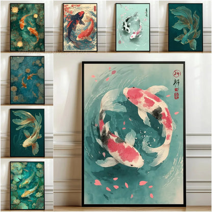 Yin Yang Japanese Koi Canvas Wall Art