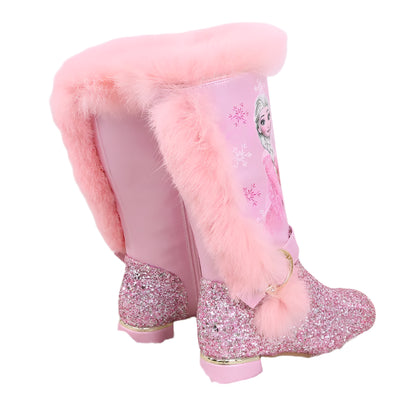 Girls' Fluffy-Lined Winter Boots with Elsa