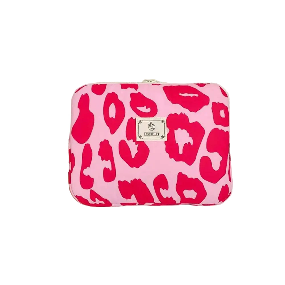 Pink Leopard Print Shockproof Laptop Bag