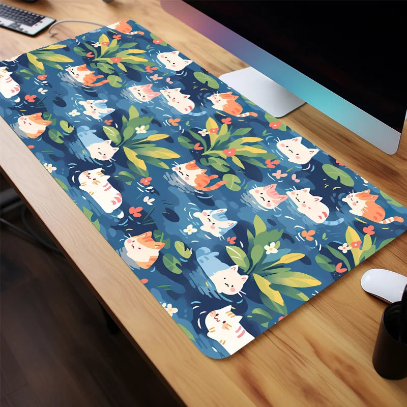 Cat Swimming Spot Computer Desk Mat
