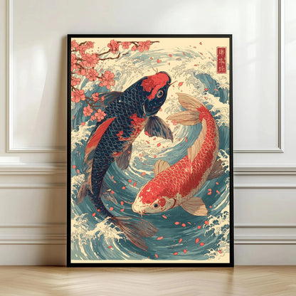 Yin Yang Japanese Koi Canvas Wall Art