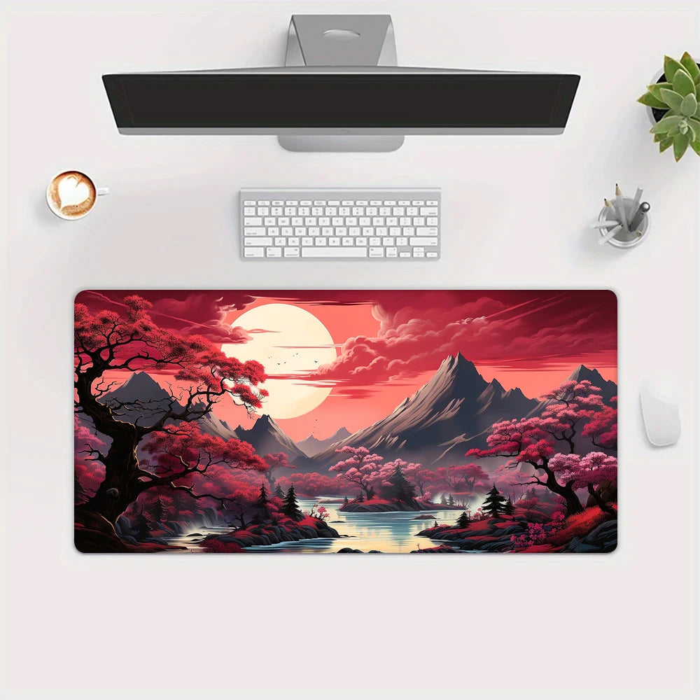 Cherry Blossom Landscape Desk and Keyboard Mat