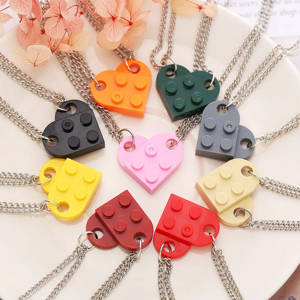 Brick Heart Necklace Set (2pc)