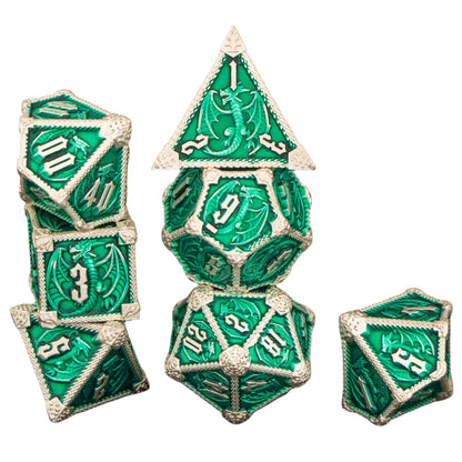 7 Piece Dice Set of Metal Dungeons and Dragons