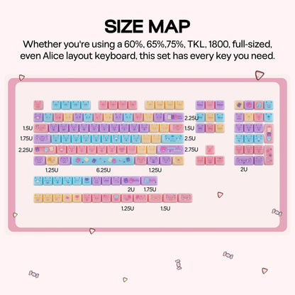 KiiBOOM Meow Pudding Cat Keycap Set 134 pc