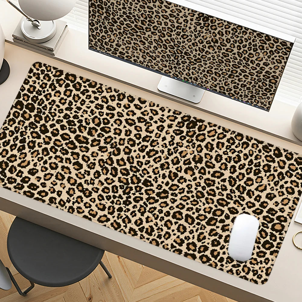 Leopard Print Desk Mat – Large Non-Slip Mouse Pad