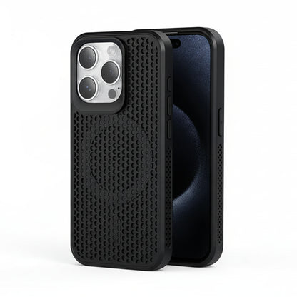 Black matte magnetic iPhone case with textured back