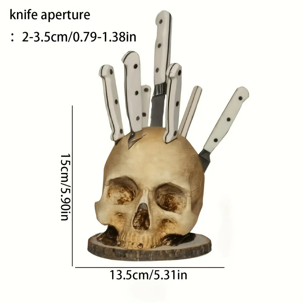 Skull Knife Block – Gothic Skeleton Kitchen Knife Holder