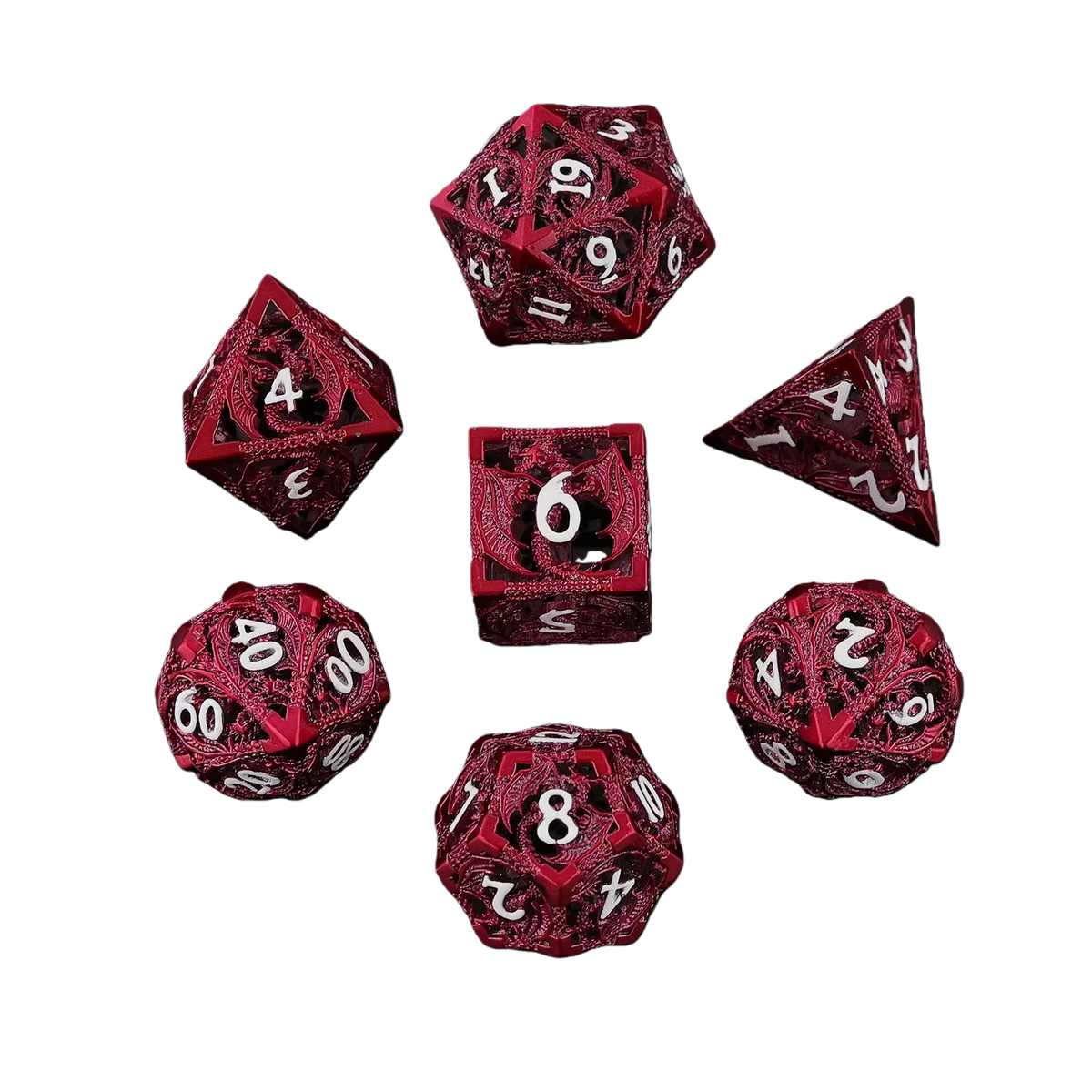 Hollow Dragon Metal Dice Set – 7-Piece RPG Dice