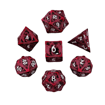 Hollow Dragon Metal Dice Set – 7-Piece RPG Dice