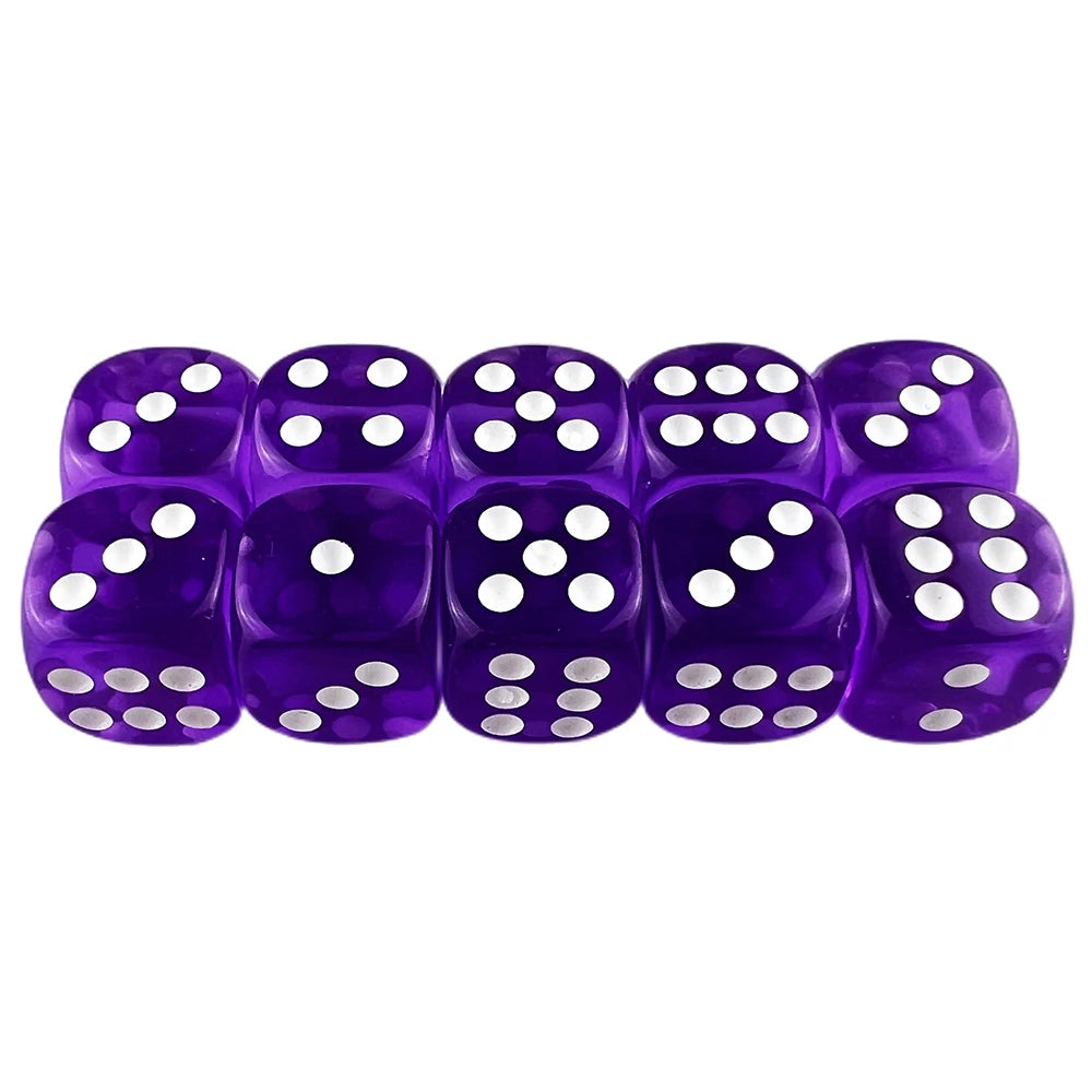 10pcs Transparent Colourful 6-sided Dice Set