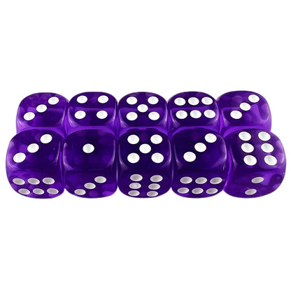 10pcs Transparent Colourful 6-sided Dice Set