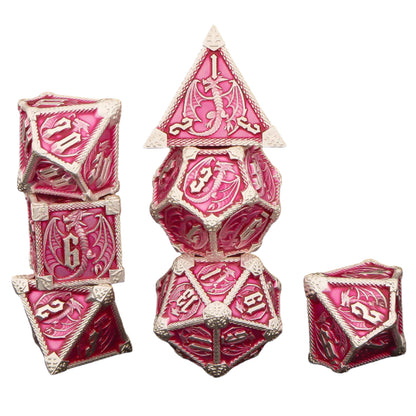 7 Piece Dice Set of Metal Dungeons and Dragons