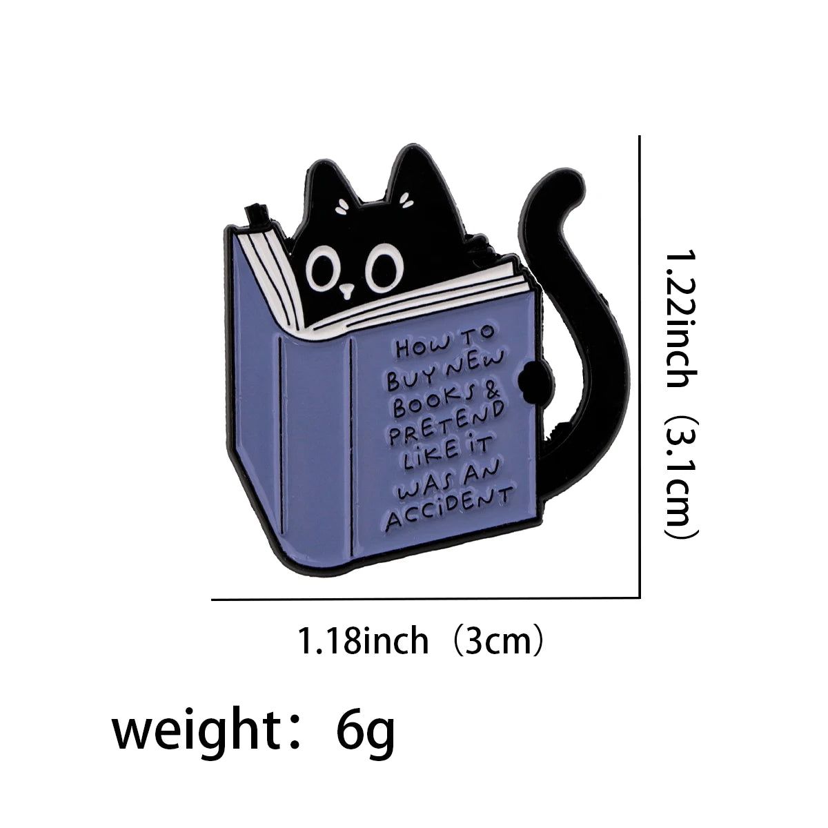Black Cat Book Lover Enamel Pin