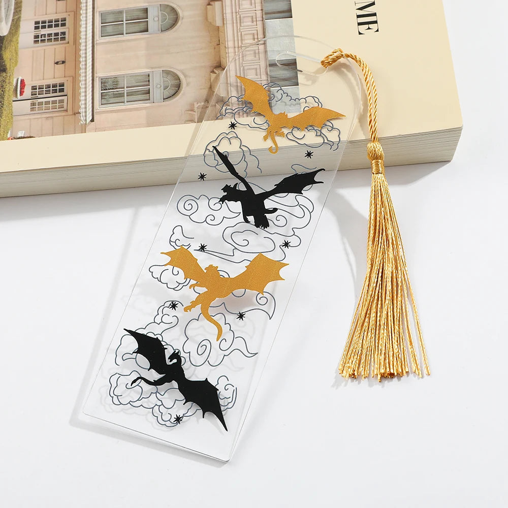 Fourth Wing Dragon Bookmark with Tassels