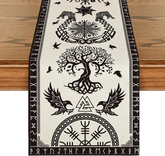 Vintage Viking Linen Table Runner