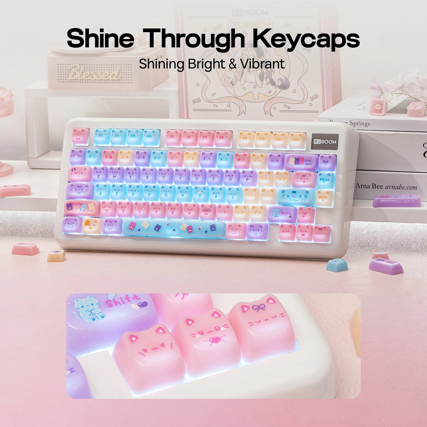 KiiBOOM Meow Pudding Cat Keycap Set 134 pc