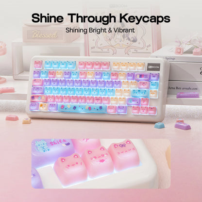 KiiBOOM Meow Pudding Cat Keycap Set 134 pc