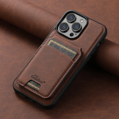 Faux Leather Magsafe iPhone Case & Wallet by Suteni - Chocolate